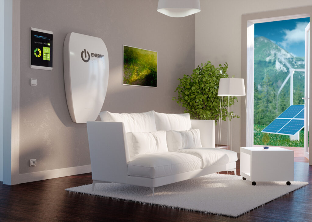 3d rendering of modern house interior with independent energy st
