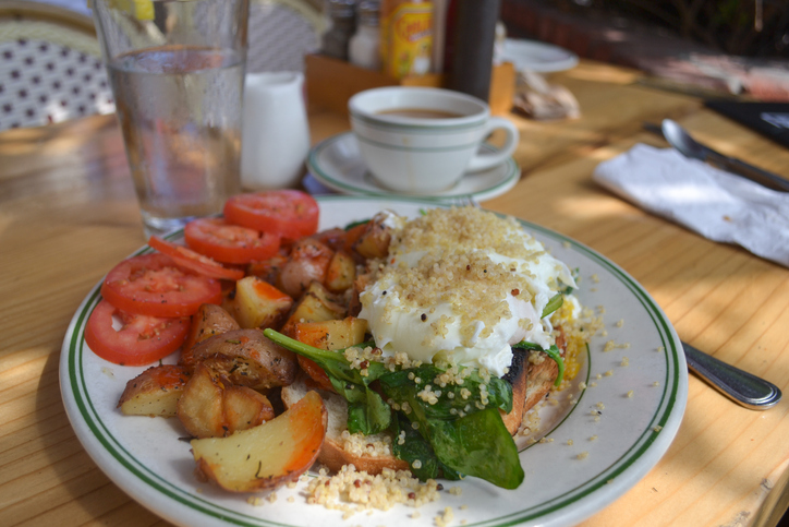Healthy Gourmet Breakfast Brunch in an outdoor cafe